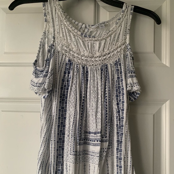 Blu and white off the shoulder blouse - Picture 1 of 5